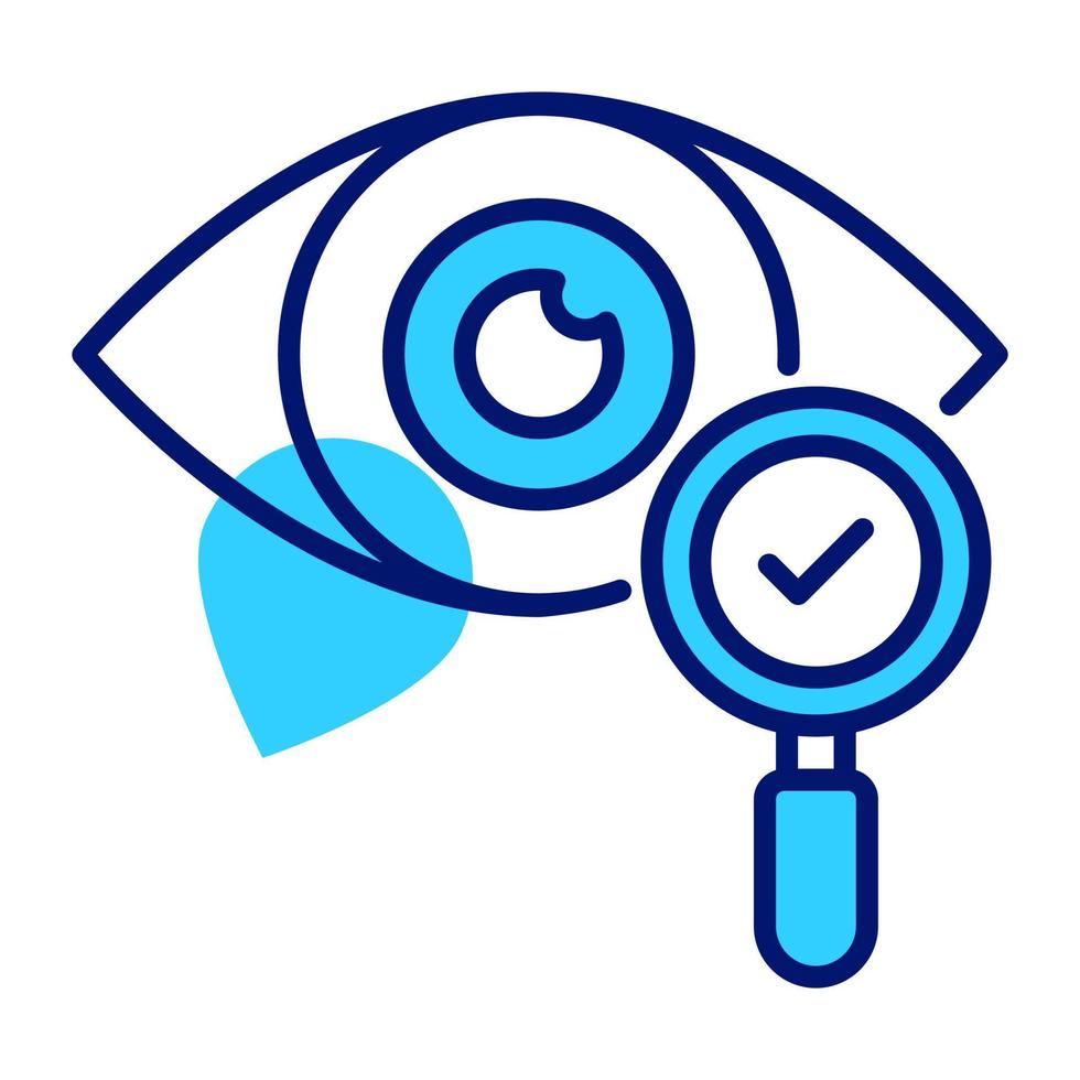 Magnifier on eye concept of eye test, medical and health vector