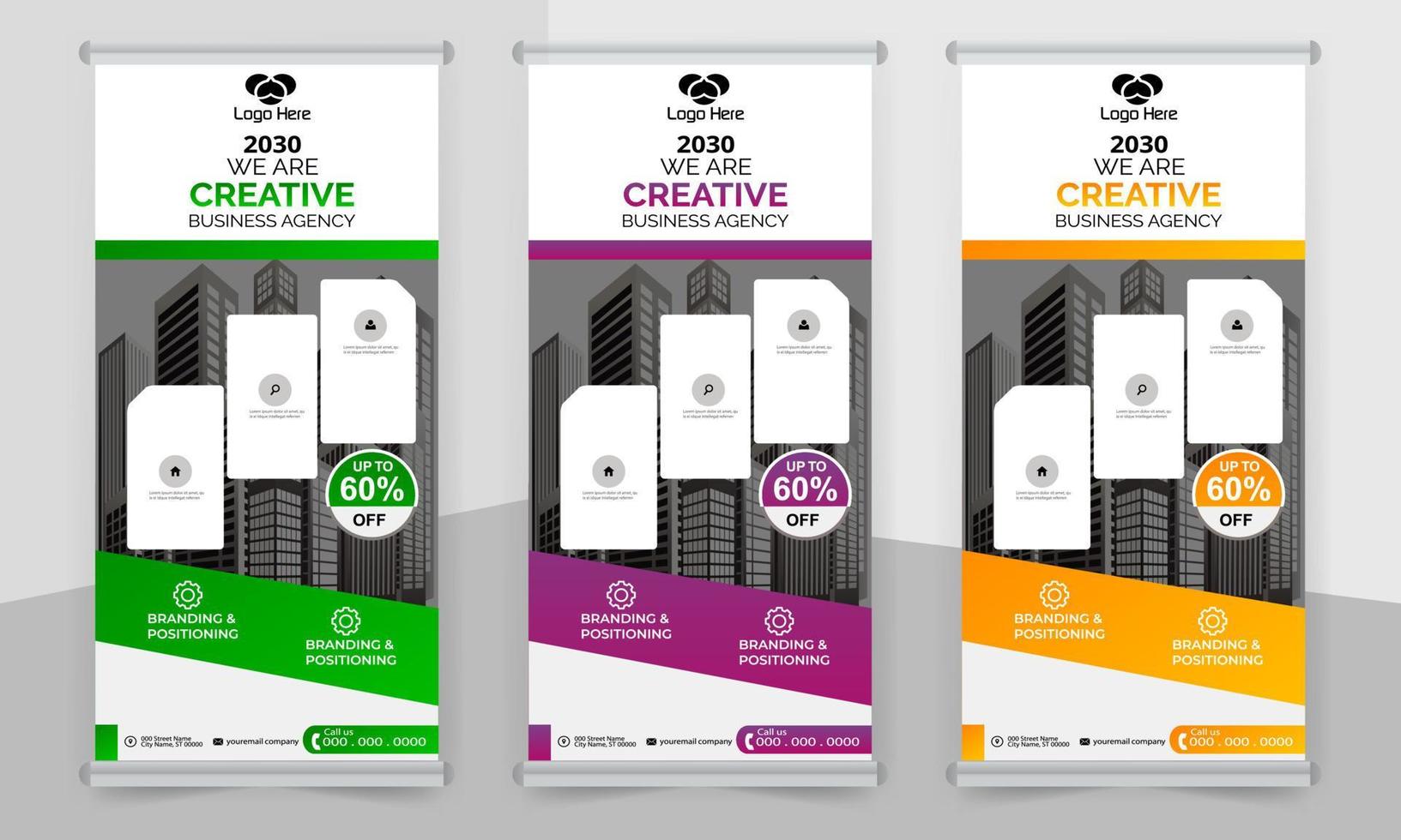 creative business roll up banner design. Standee Design Banner, Corporate digital Roll Up Banner. vector