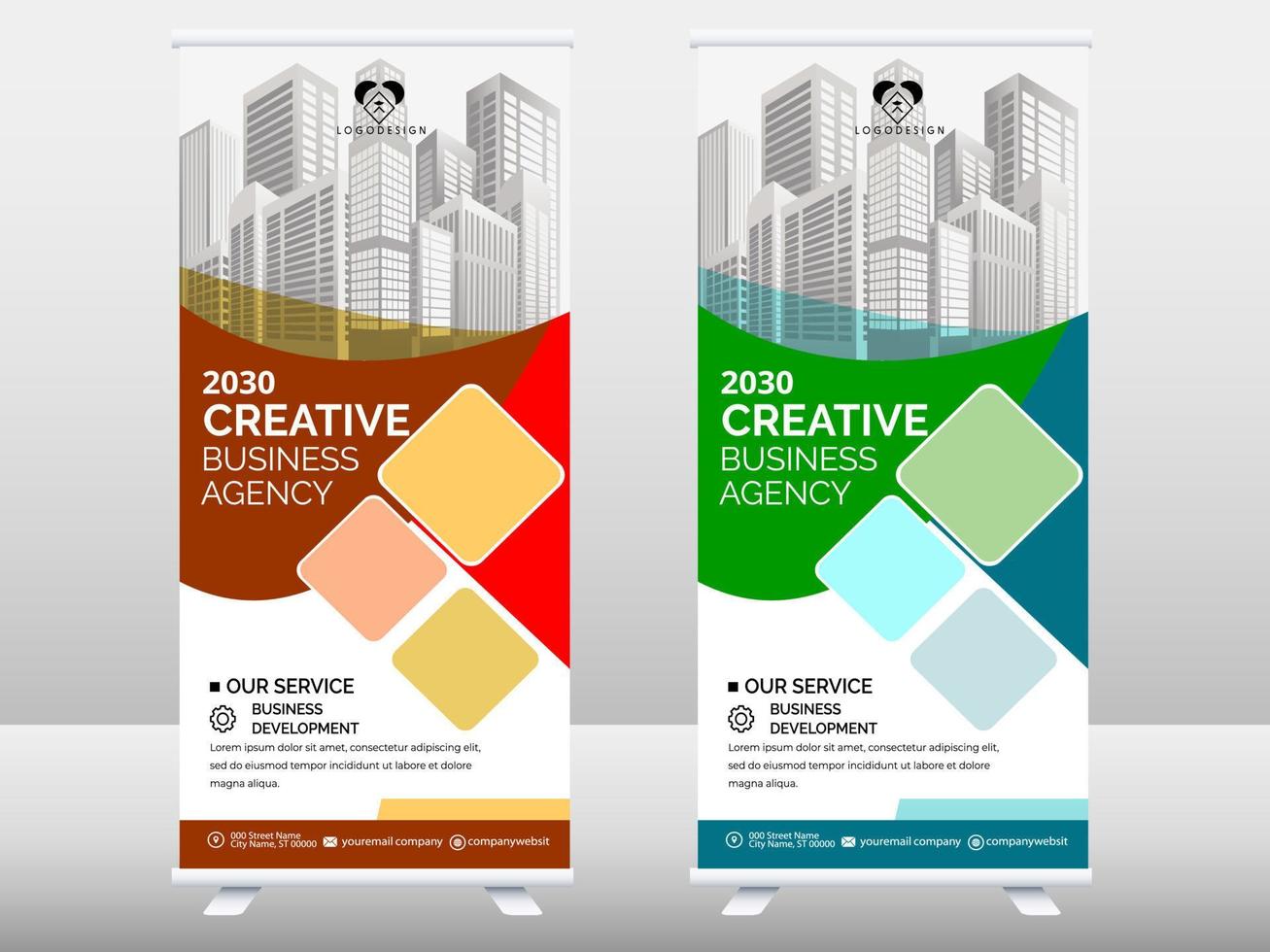 creative business roll up banner design. Standee Design Banner, Corporate digital Roll Up Banner. vector