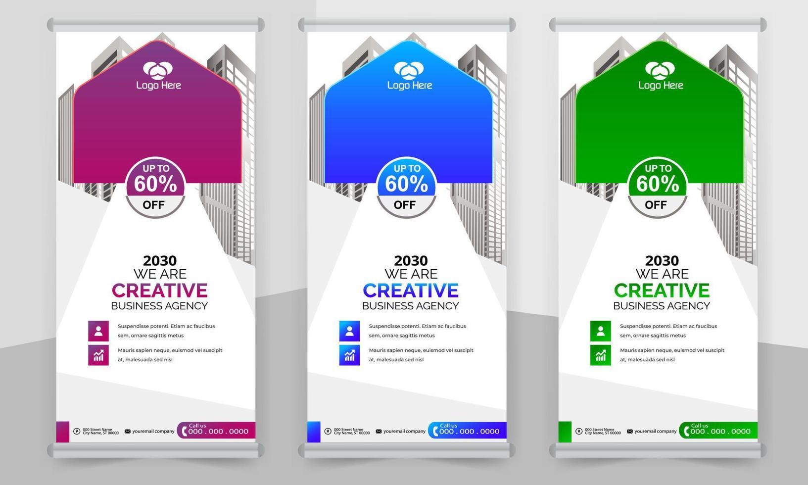 creative business roll up banner design. Standee Design Banner, Corporate digital Roll Up Banner. vector