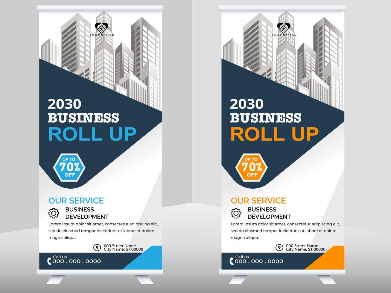 creative business roll up banner design. Standee Design Banner, Corporate digital Roll Up Banner. vector