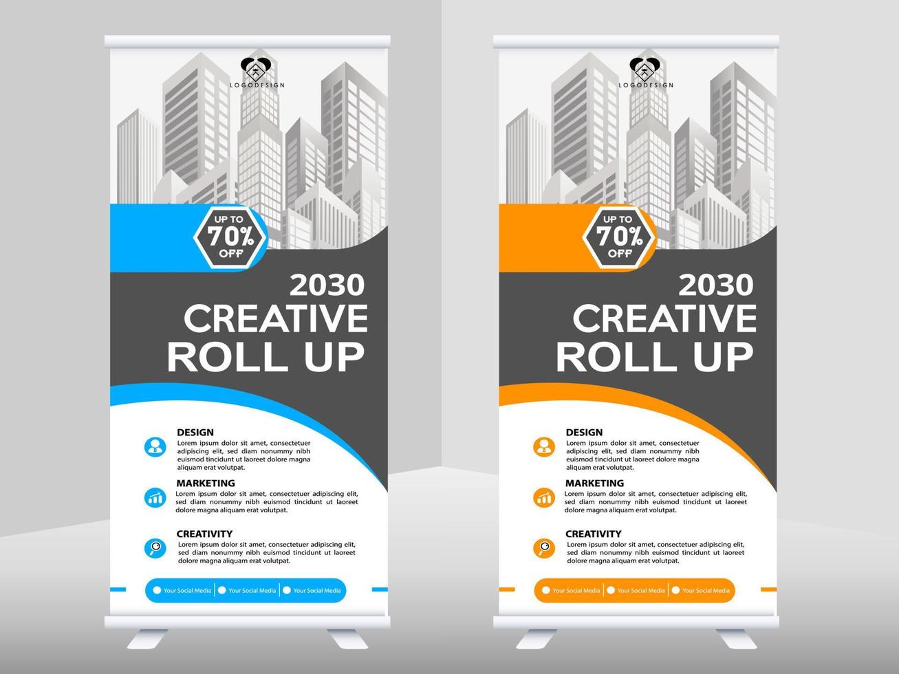 creative business roll up banner design. Standee Design Banner, Corporate digital Roll Up Banner. vector