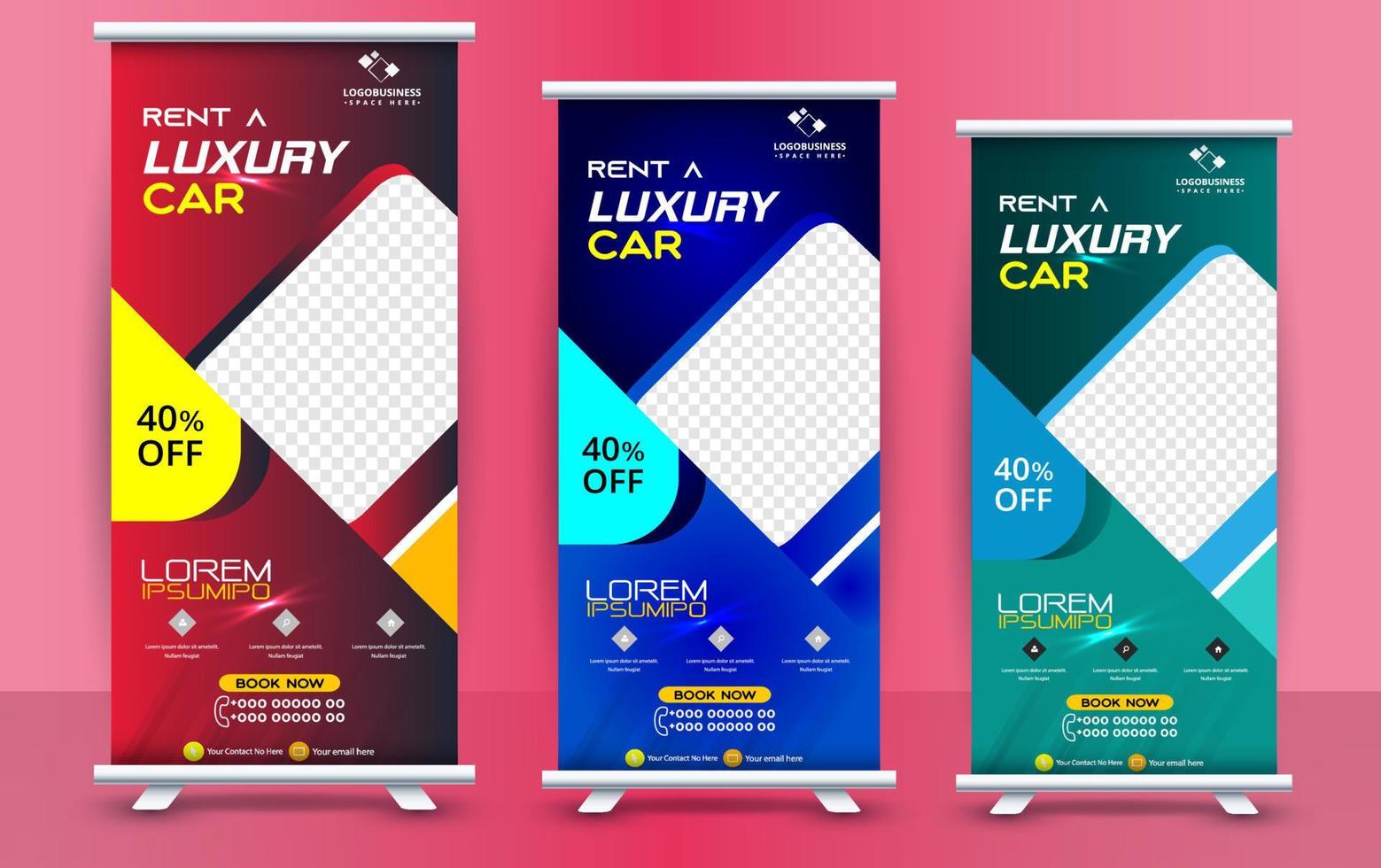 creative business roll up banner design. Standee Design Banner, Corporate digital Roll Up Banner. vector