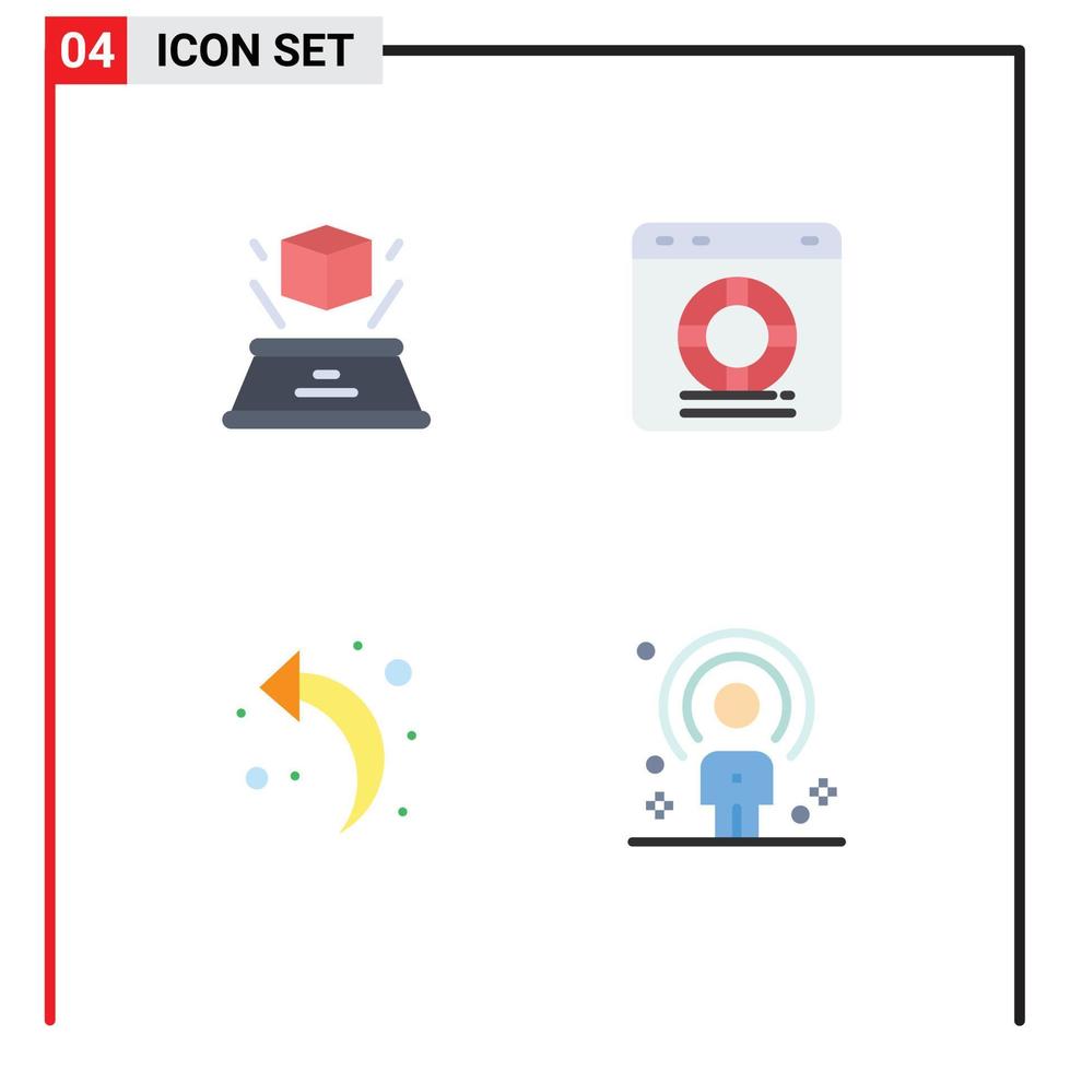 4 Universal Flat Icon Signs Symbols of box arrow presentation online left arrow Editable Vector Design Elements