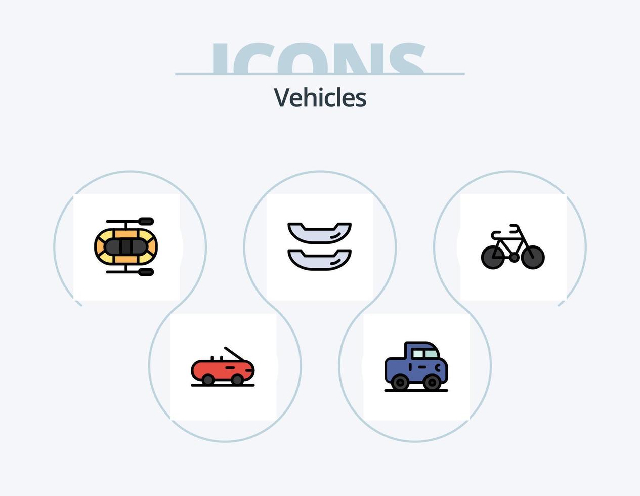 línea de vehículos llenos de iconos paquete 5 diseño de iconos. . estacionamiento. vector