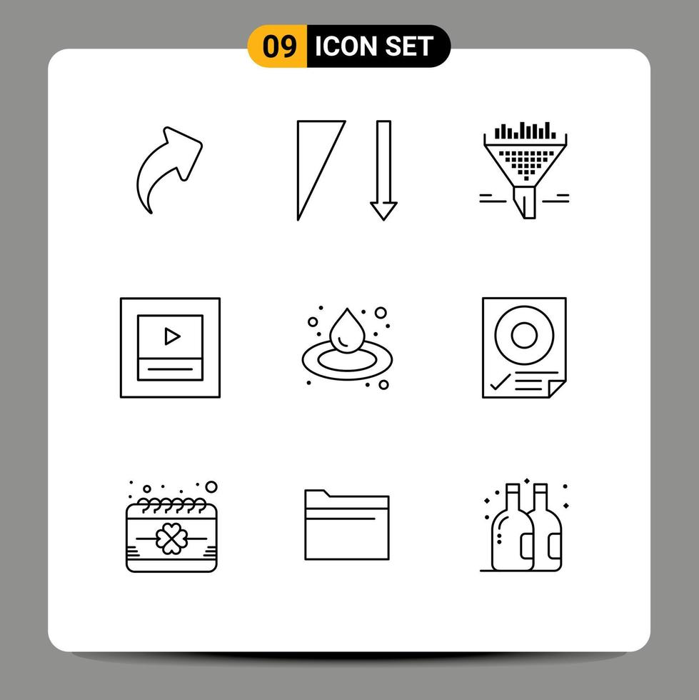 Set of 9 Vector Outlines on Grid for check droop data oil player Editable Vector Design Elements