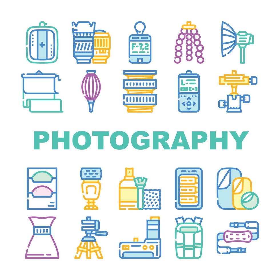 Photography Tool And Accessory Icons Set Vector