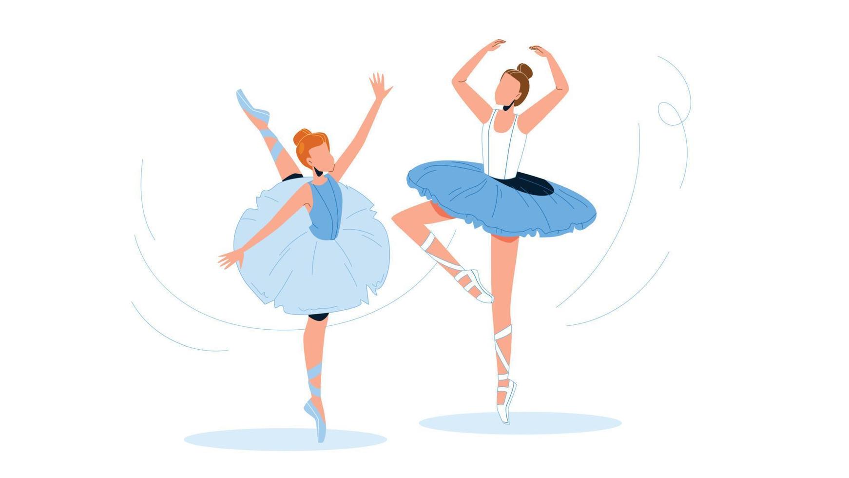 Ballerinas Wearing Tutu Dancing Ballet Vector Illustration