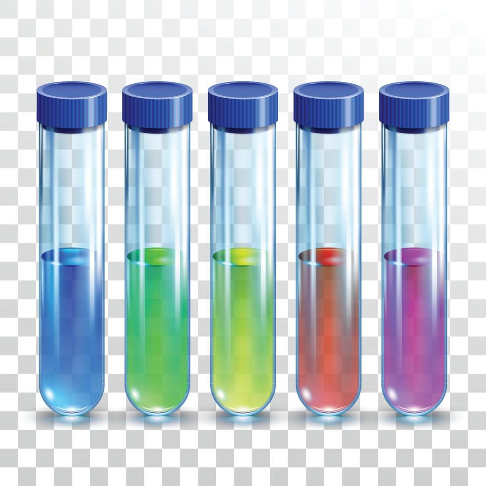 Lab Test Tubes With Chemical Liquid Set Vector