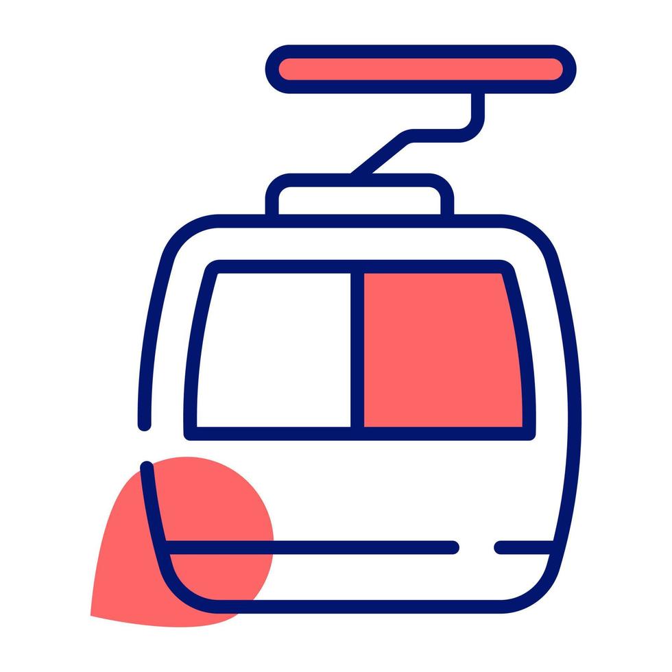 An icon of cable car showing concept of adventure, cable transport vector