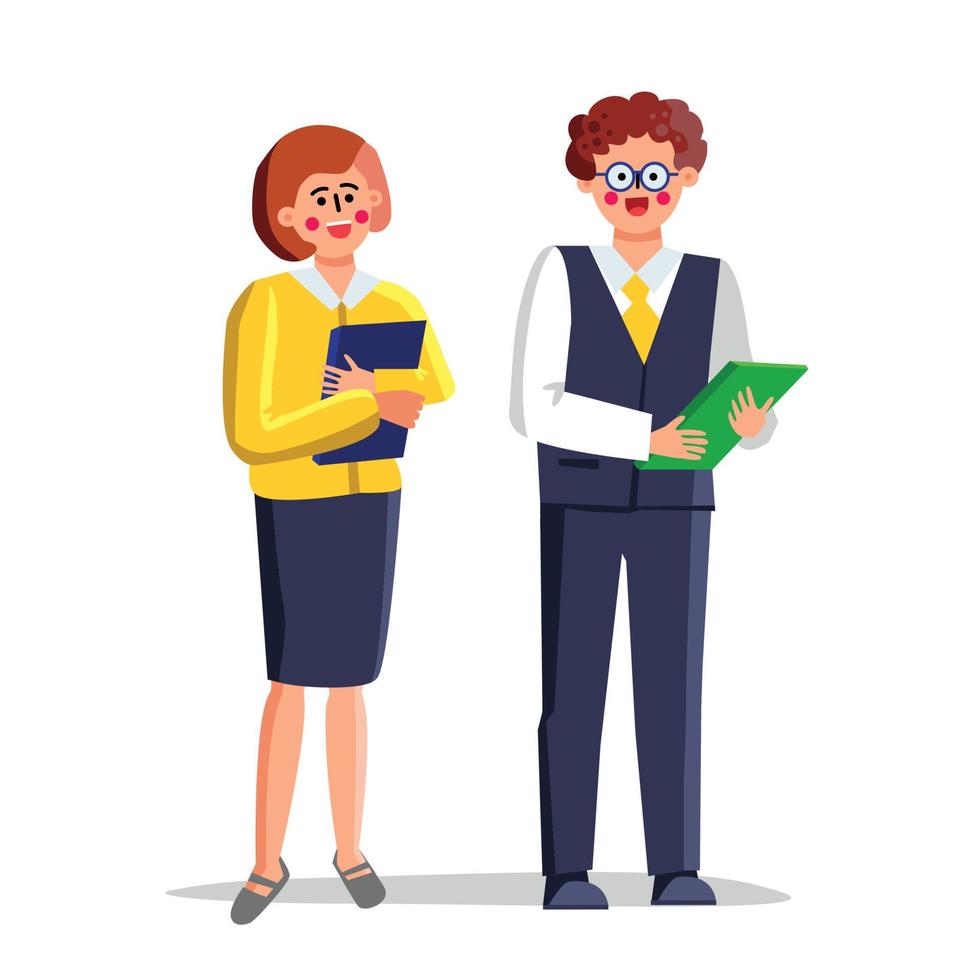 School Teachers Man And Woman With Journal Vector