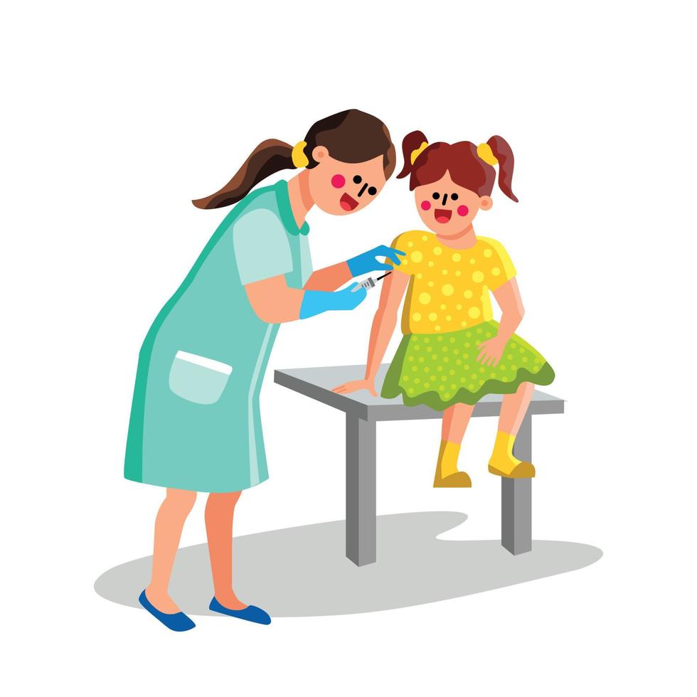 Nurse Injection Vaccination Girl Patient Vector Illustration