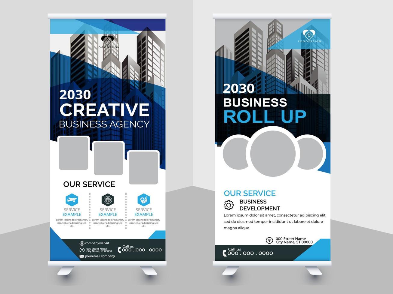 creative business roll up banner design. Standee Design Banner, Corporate digital Roll Up Banner. vector