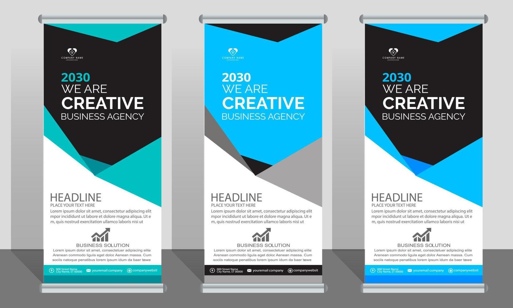 creative business roll up banner design. Standee Design Banner, Corporate digital Roll Up Banner. vector