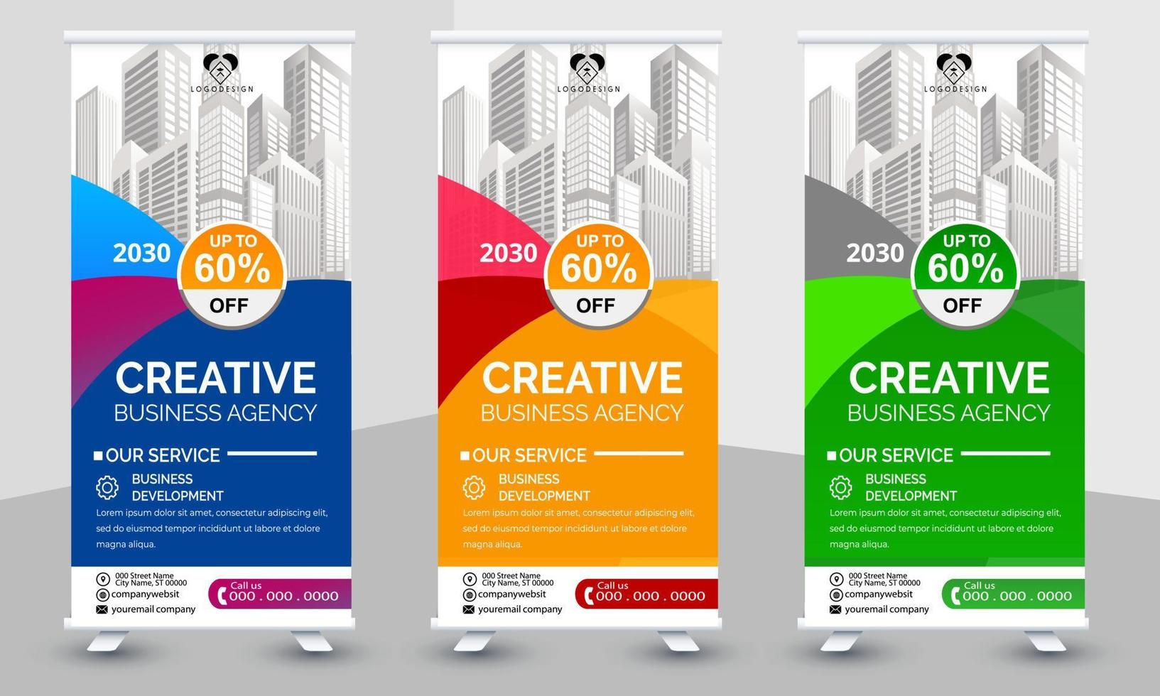 creative business roll up banner design. Standee Design Banner, Corporate digital Roll Up Banner. vector