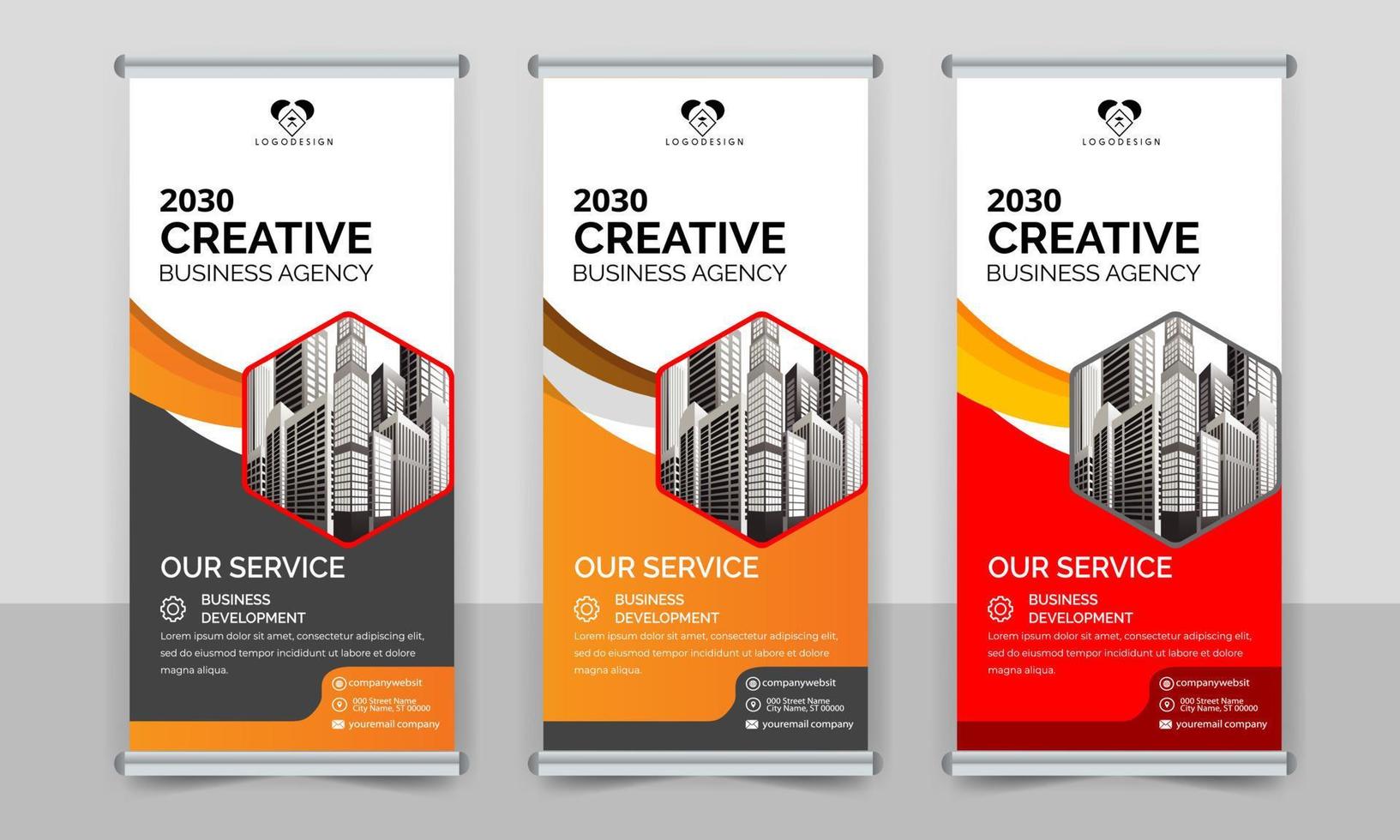 creative business roll up banner design. Standee Design Banner, Corporate digital Roll Up Banner. vector