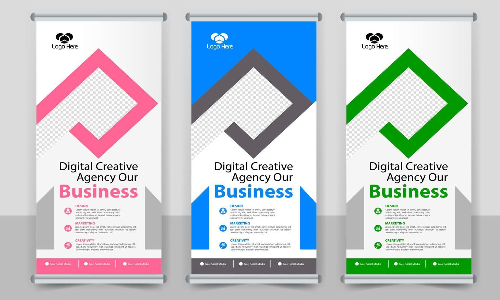 creative business roll up banner design. Standee Design Banner, Corporate digital Roll Up Banner. vector