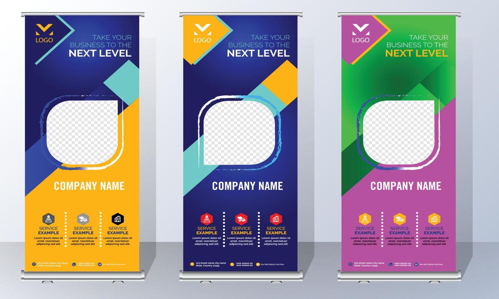 creative business roll up banner design. Standee Design Banner, Corporate digital Roll Up Banner. vector