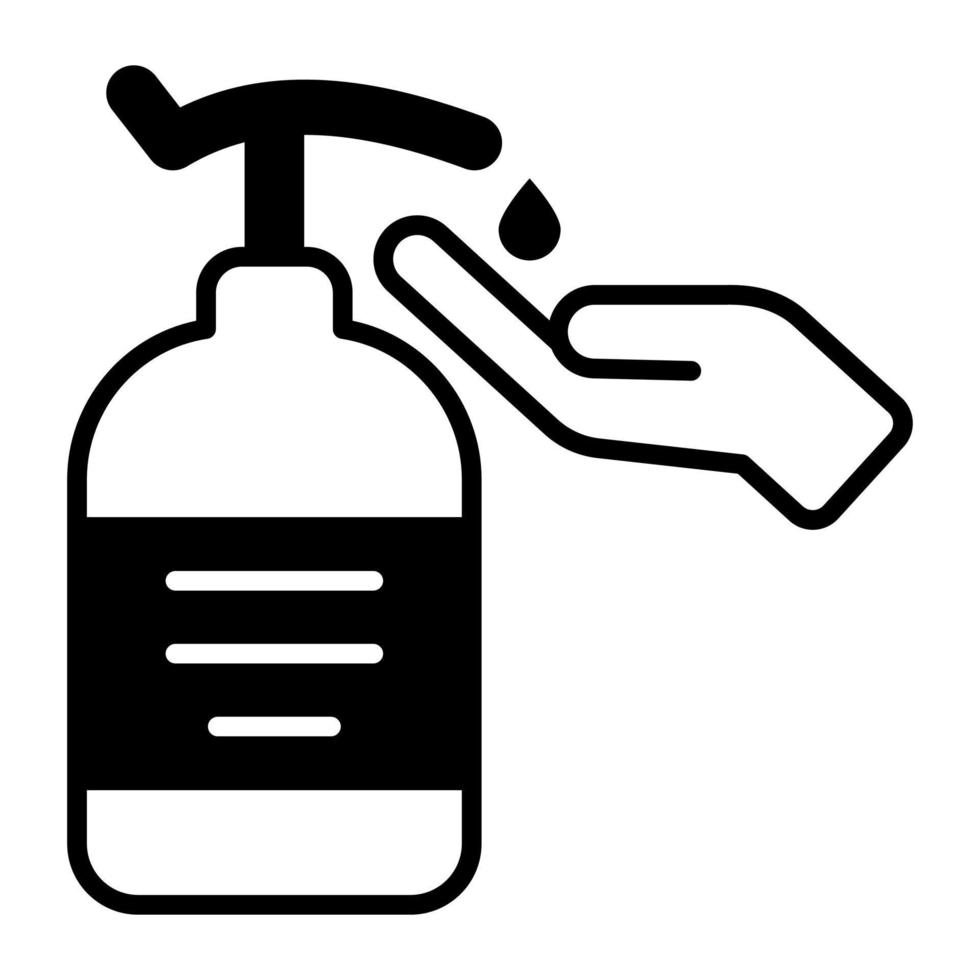 Hand with sanitizer bottle vector design in modern style