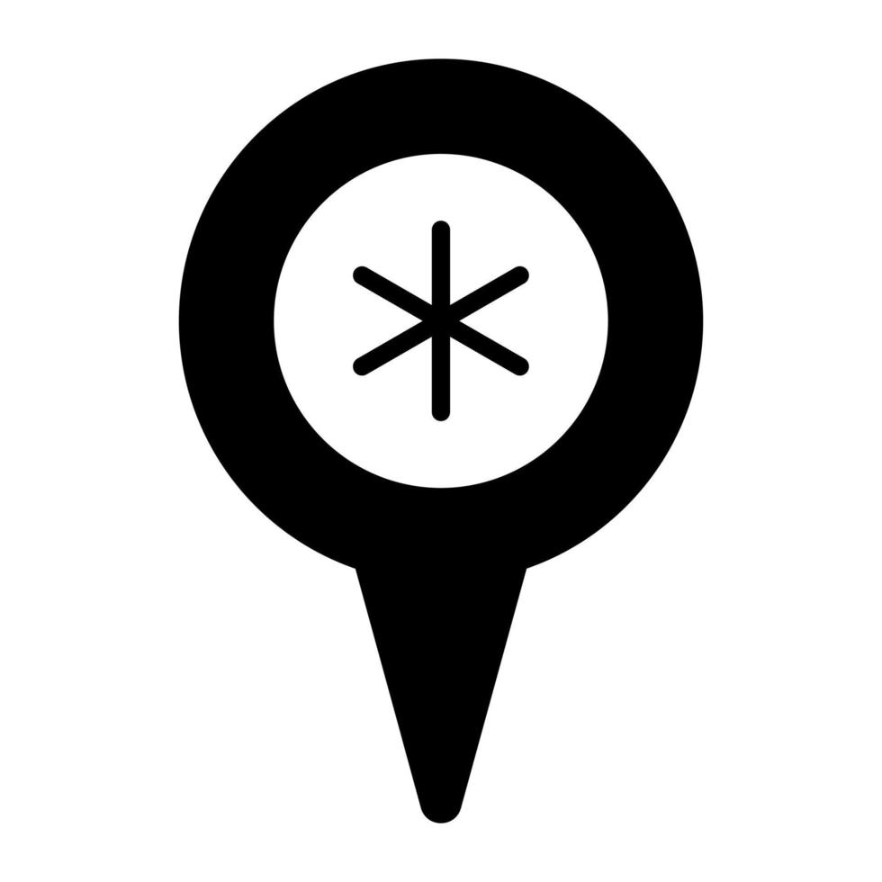 Navigation map pointer with medical sign, vector icon of hospital location