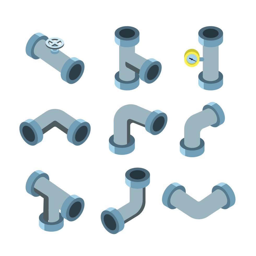 Pipe Tubes And Pipeline Collection Set Vector