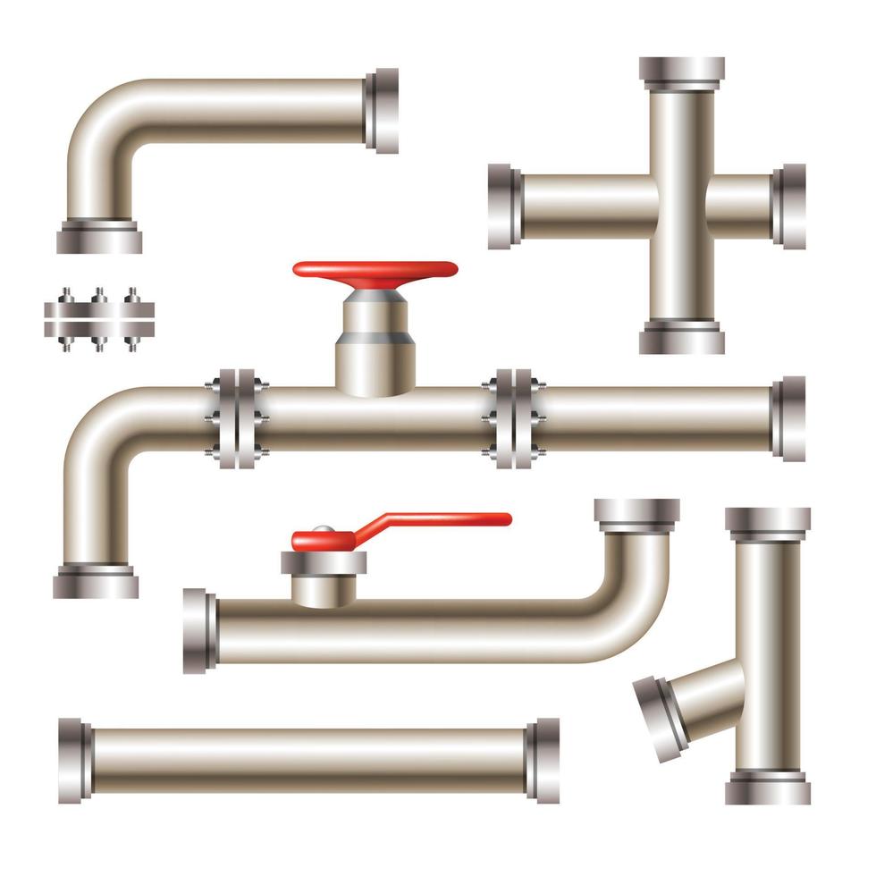 Pipeline With Gate Valve And Faucet Set Vector