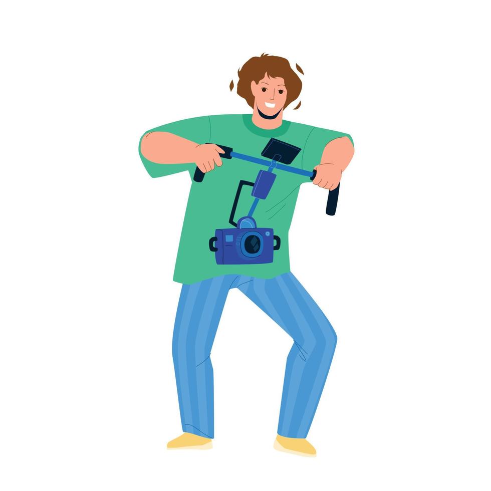 Videographer Make Video With Digital Camera Vector