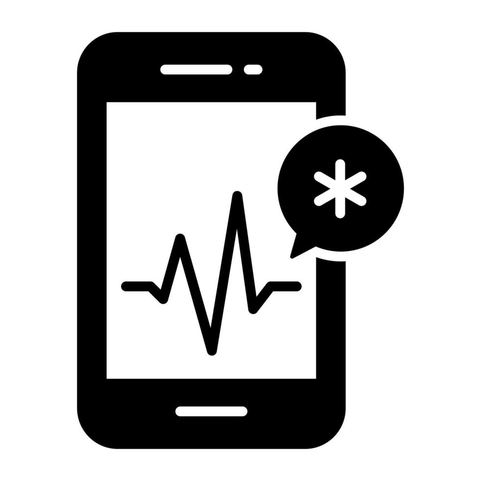 icono de vector de alta calidad de aplicación móvil, chequeo de salud, atención médica móvil