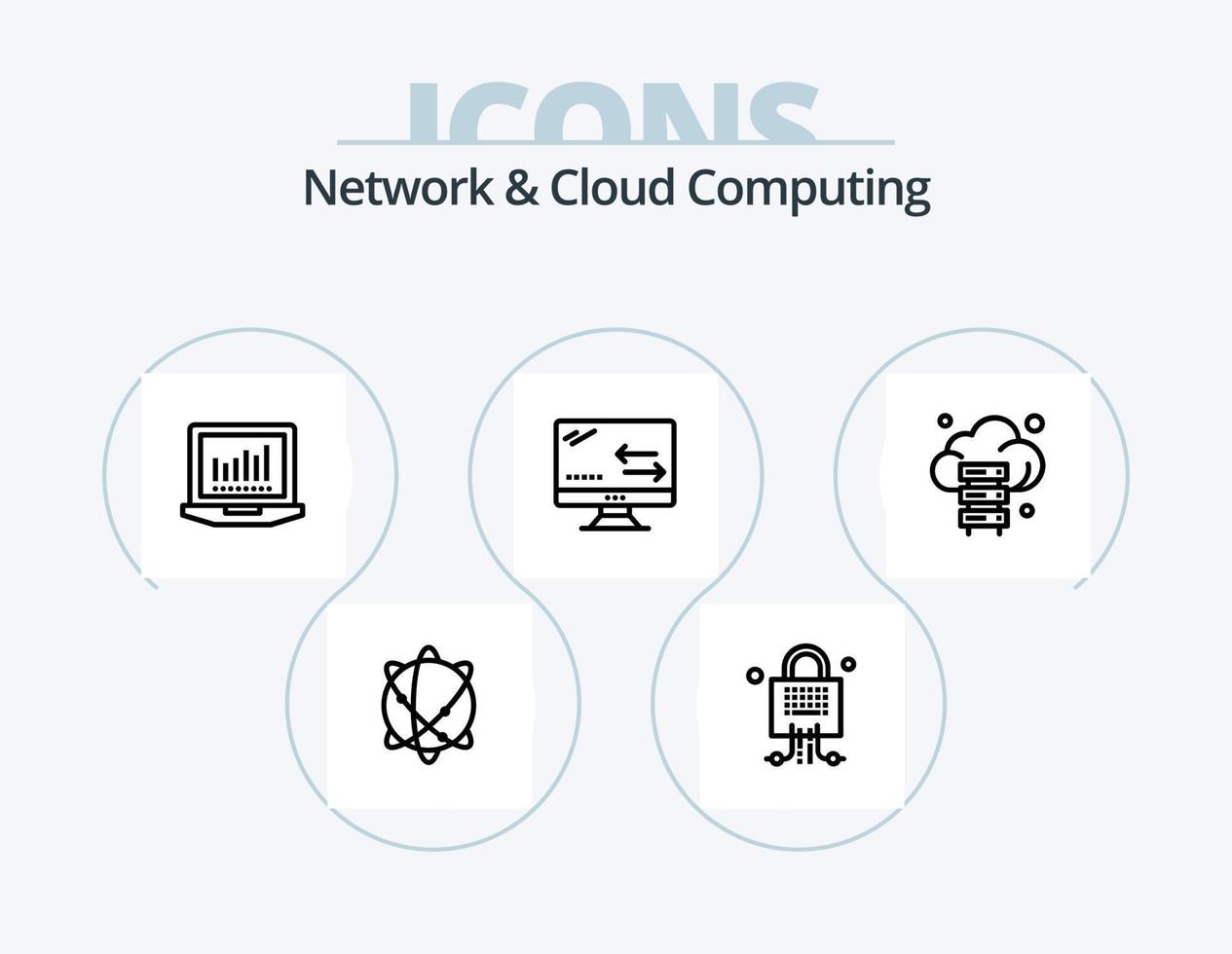 Network And Cloud Computing Line Icon Pack 5 Icon Design. download. cloud. databases. technology. connection vector