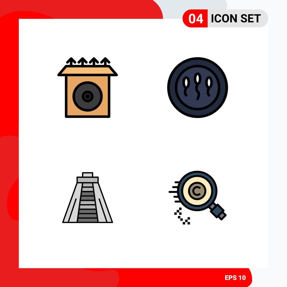 4 Creative Icons Modern Signs and Symbols of cd monument cells sperm copyright Editable Vector Design Elements