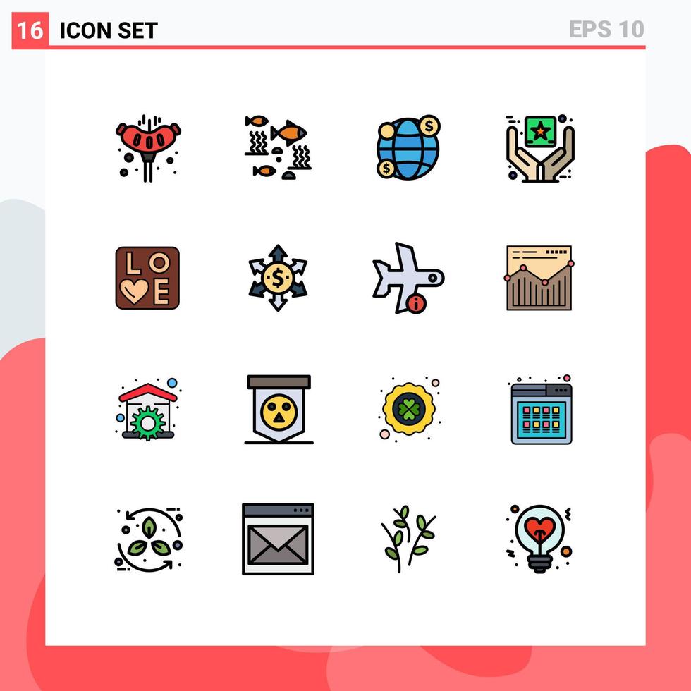 16 concepto de línea llena de color plano para sitios web móviles y aplicaciones aman los bienes bajo el agua producto premium elementos de diseño de vectores creativos editables de la mejor calidad