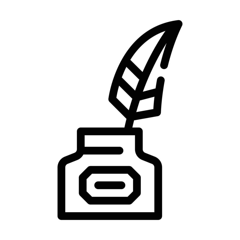 ink with feather line icon vector illustration