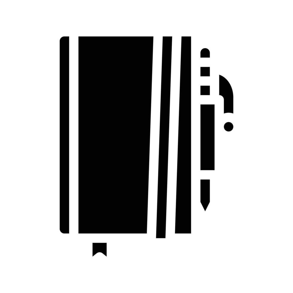 ilustración de vector de icono de glifo de cuaderno y pluma