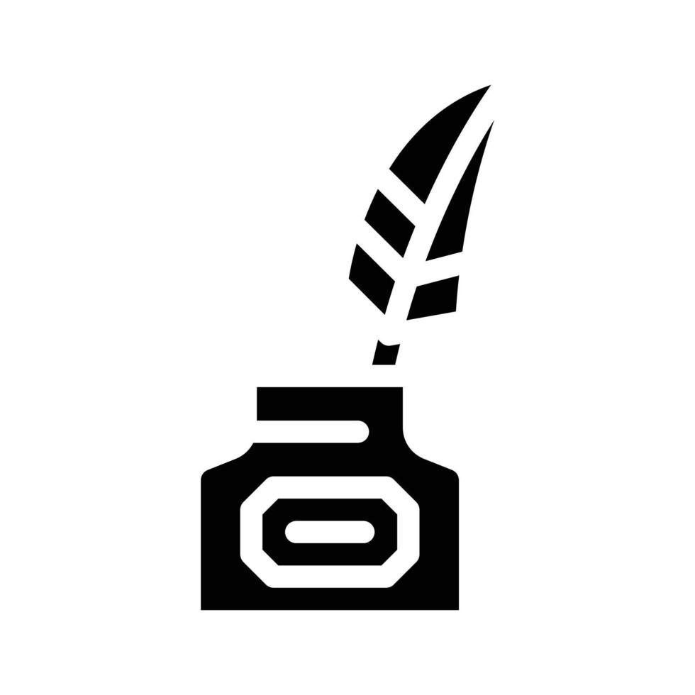ink with feather glyph icon vector illustration