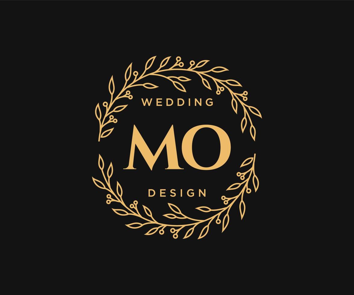 MO Initials letter Wedding monogram logos collection, hand drawn modern minimalistic and floral templates for Invitation cards, Save the Date, elegant identity for restaurant, boutique, cafe in vector