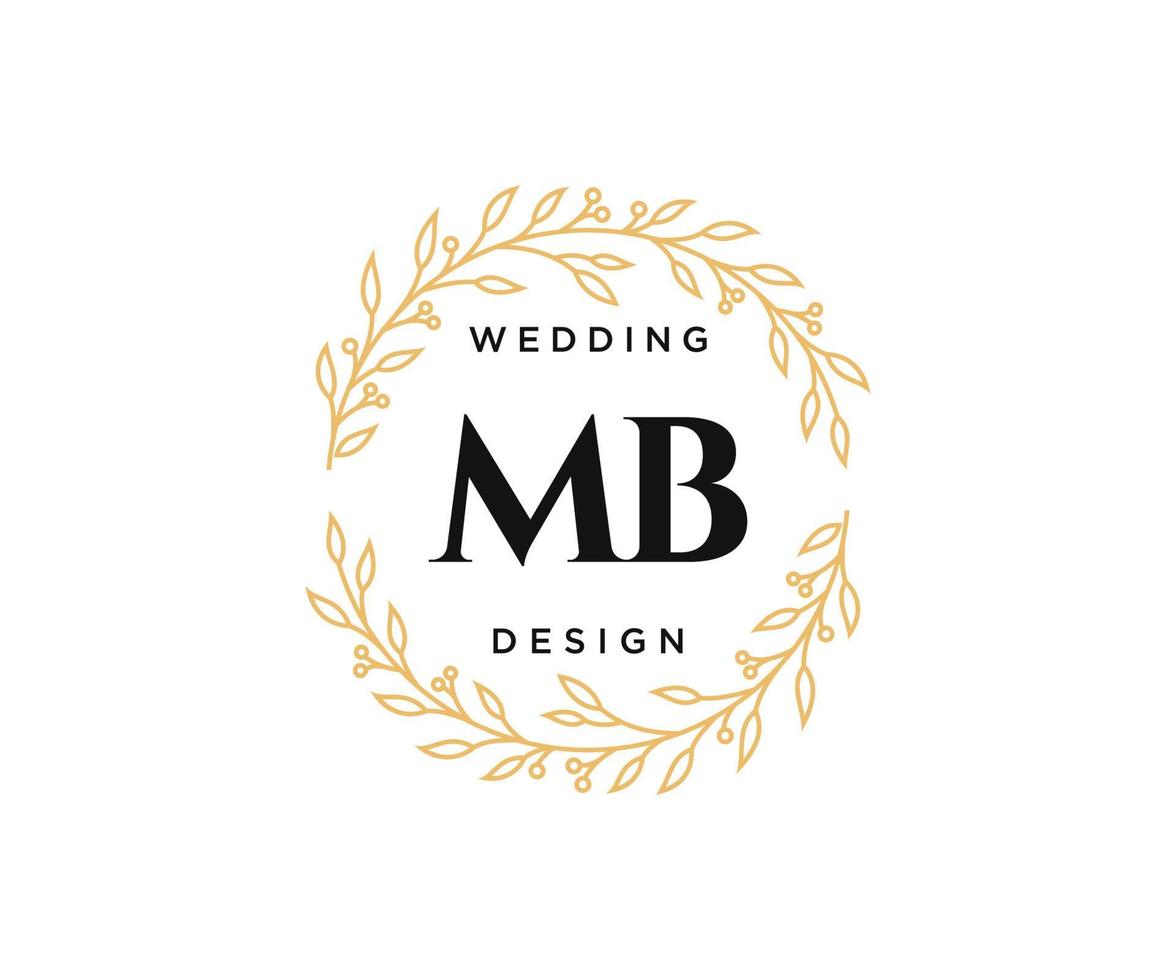 MB Initials letter Wedding monogram logos collection, hand drawn modern minimalistic and floral templates for Invitation cards, Save the Date, elegant identity for restaurant, boutique, cafe in vector