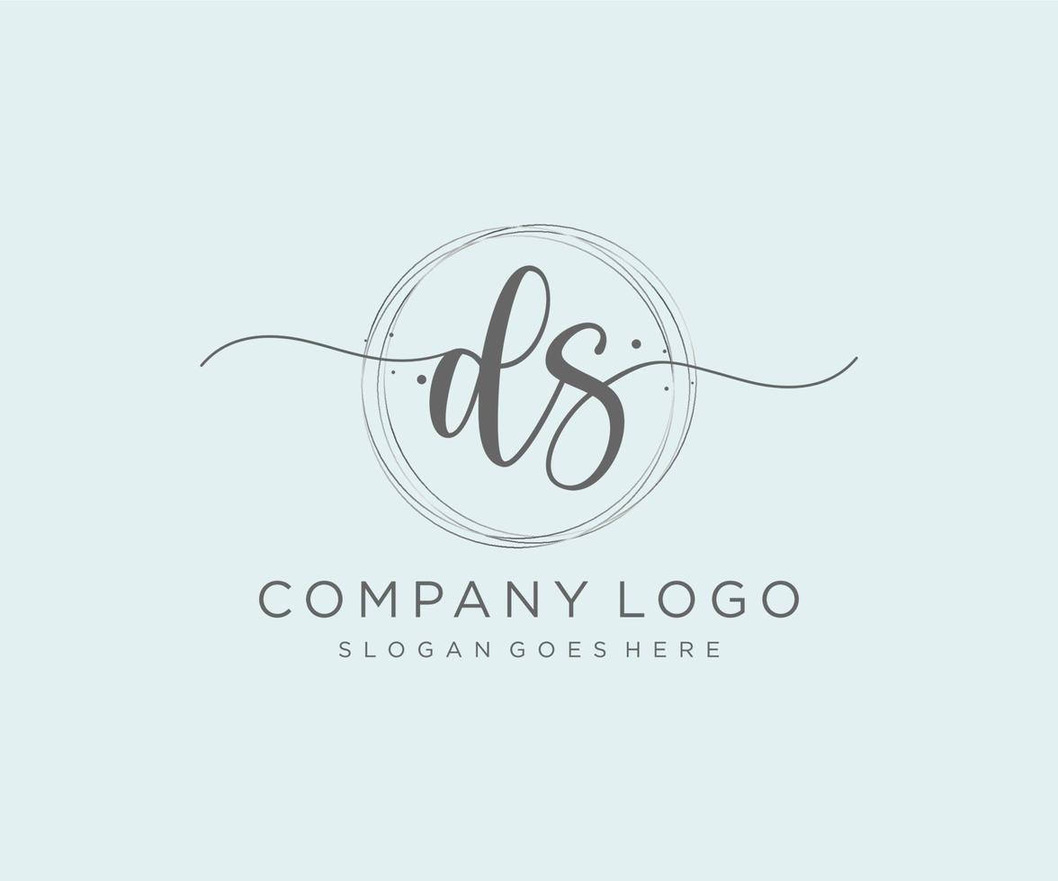 Initial DS feminine logo. Usable for Nature, Salon, Spa, Cosmetic and Beauty Logos. Flat Vector Logo Design Template Element.