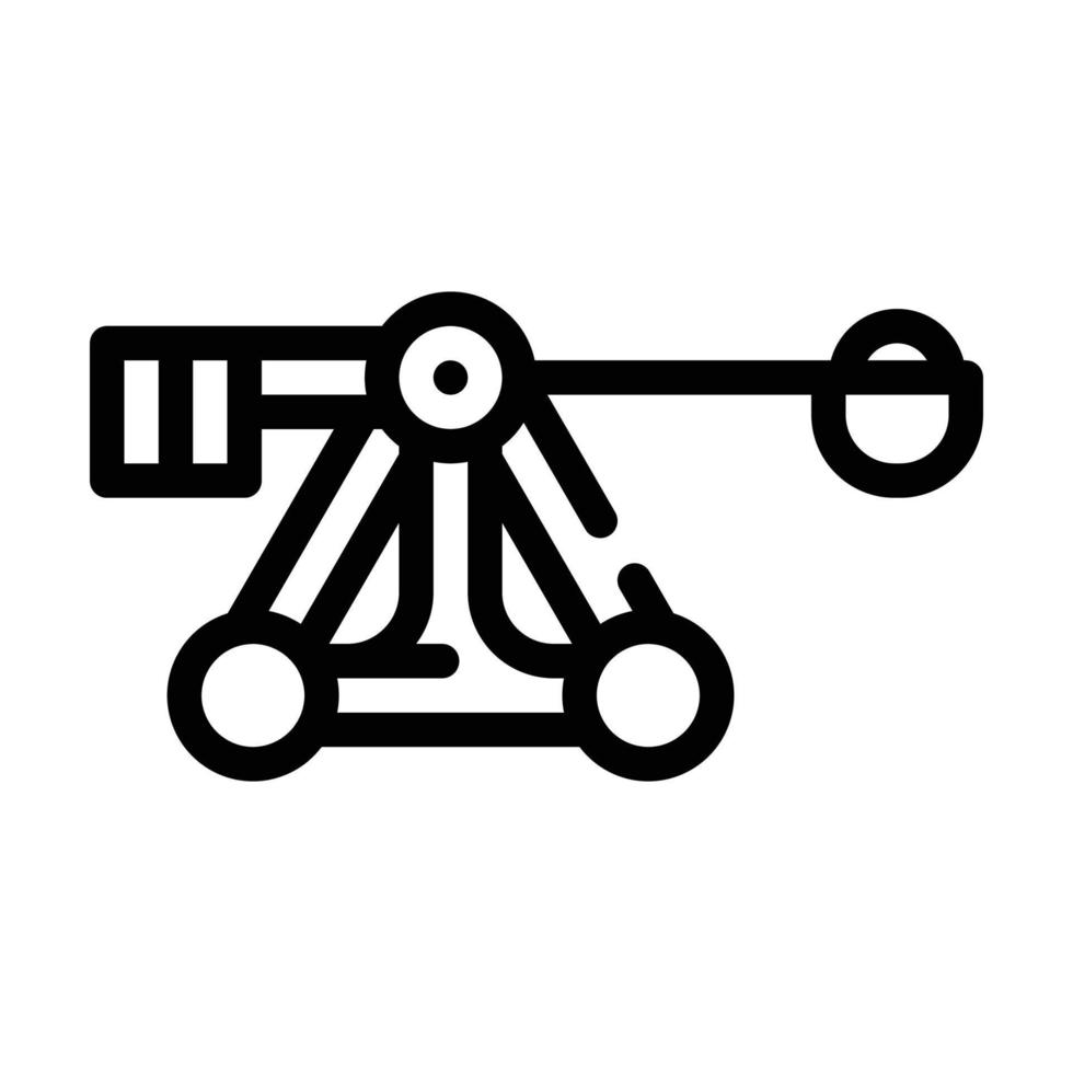 medieval catapult weapon line icon vector illustration