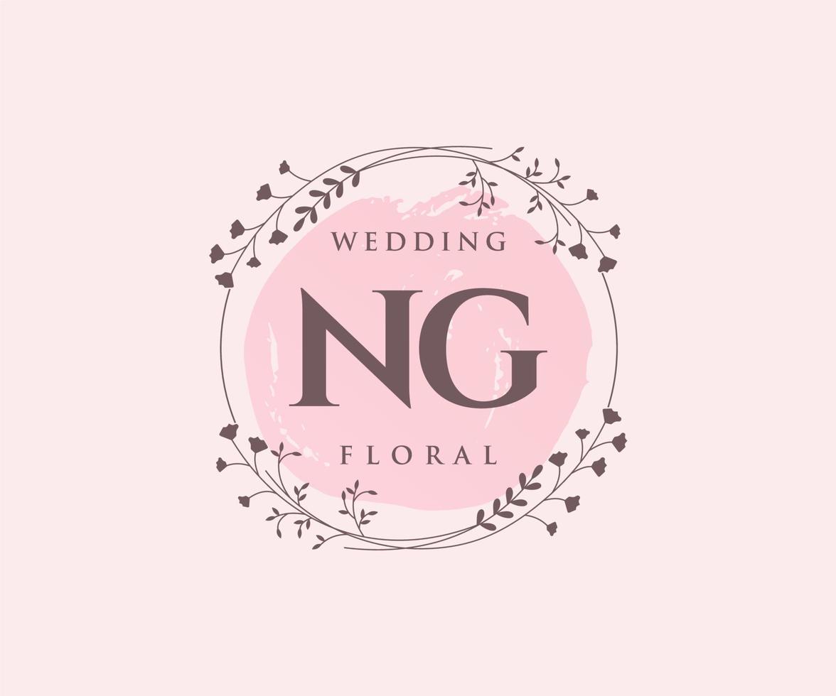 NG Initials letter Wedding monogram logos template, hand drawn modern minimalistic and floral templates for Invitation cards, Save the Date, elegant identity. vector