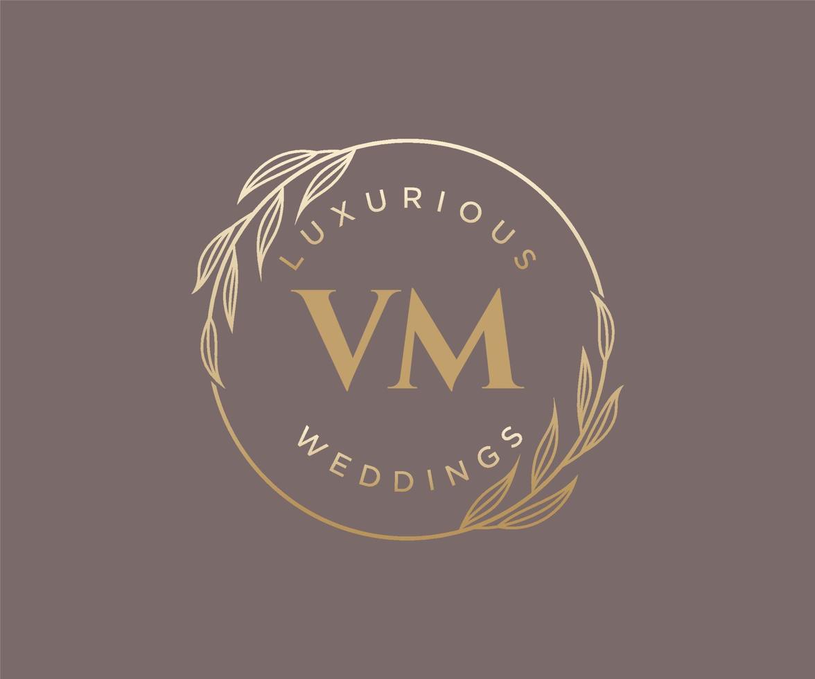 VM Initials letter Wedding monogram logos template, hand drawn modern minimalistic and floral templates for Invitation cards, Save the Date, elegant identity. vector