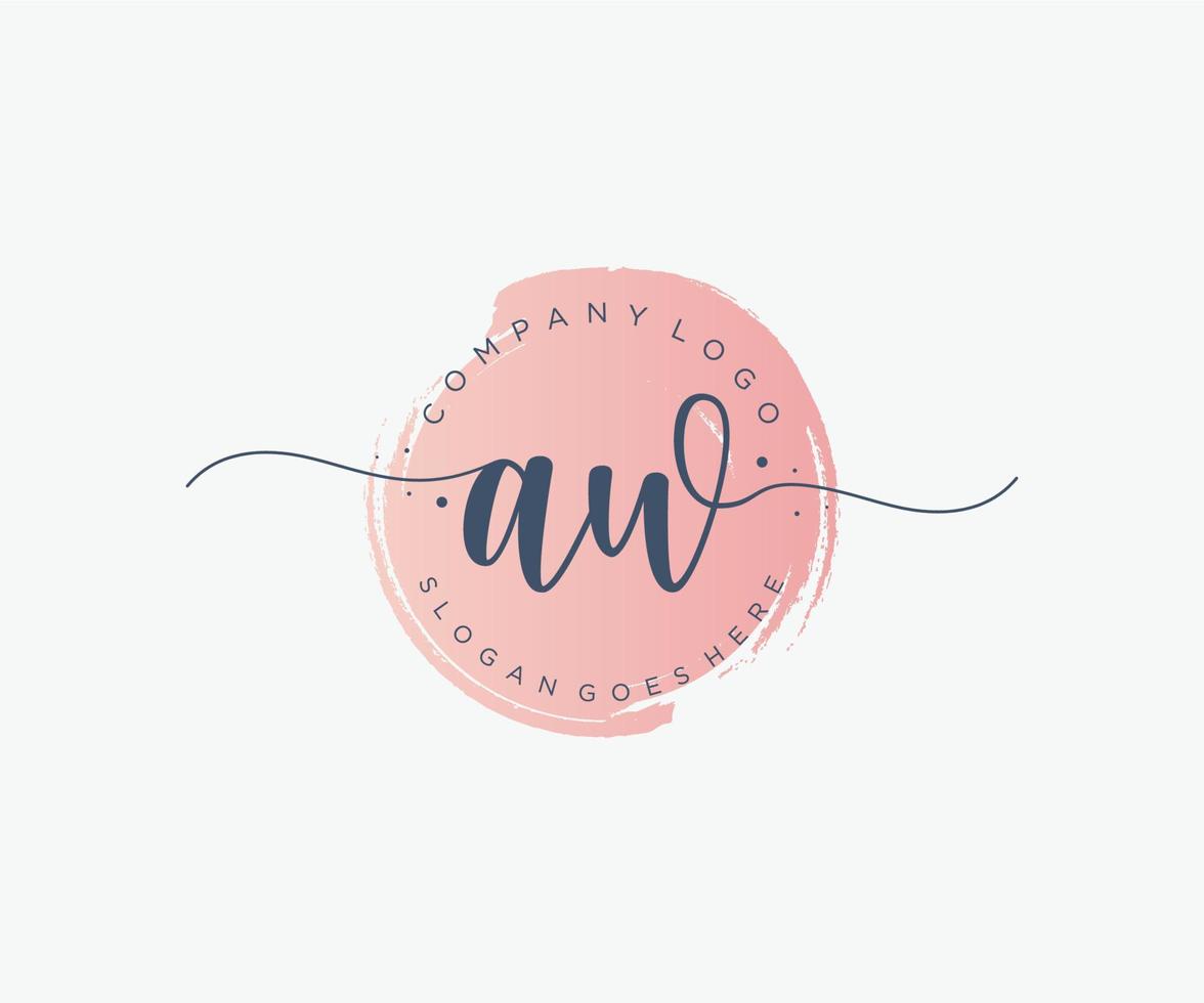 Initial AW feminine logo. Usable for Nature, Salon, Spa, Cosmetic and Beauty Logos. Flat Vector Logo Design Template Element.