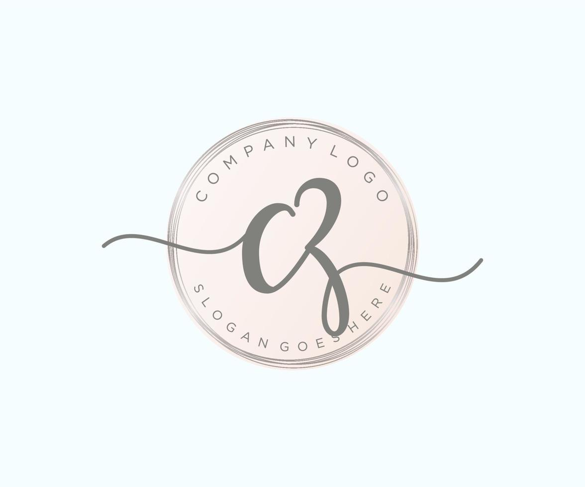 logotipo femenino inicial cz. utilizable para logotipos de naturaleza, salón, spa, cosmética y belleza. elemento de plantilla de diseño de logotipo de vector plano.