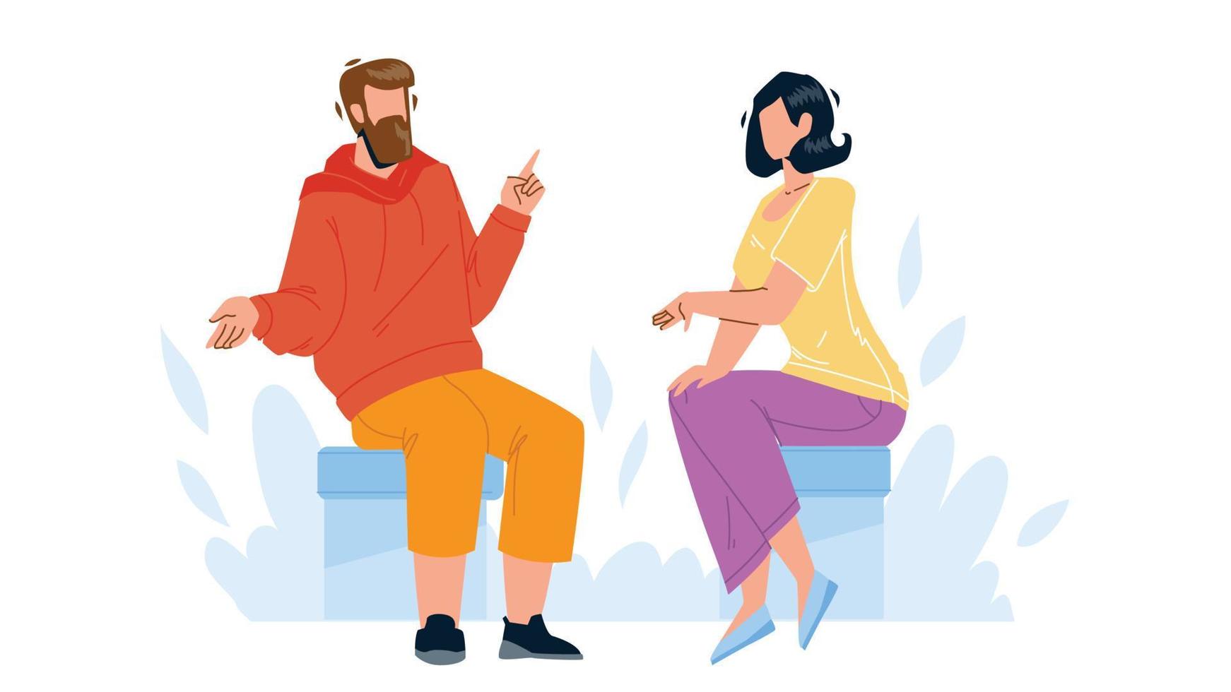 Conversation Between Young Man And Woman Vector
