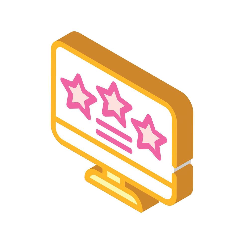 review stars on computer screen isometric icon vector illustration