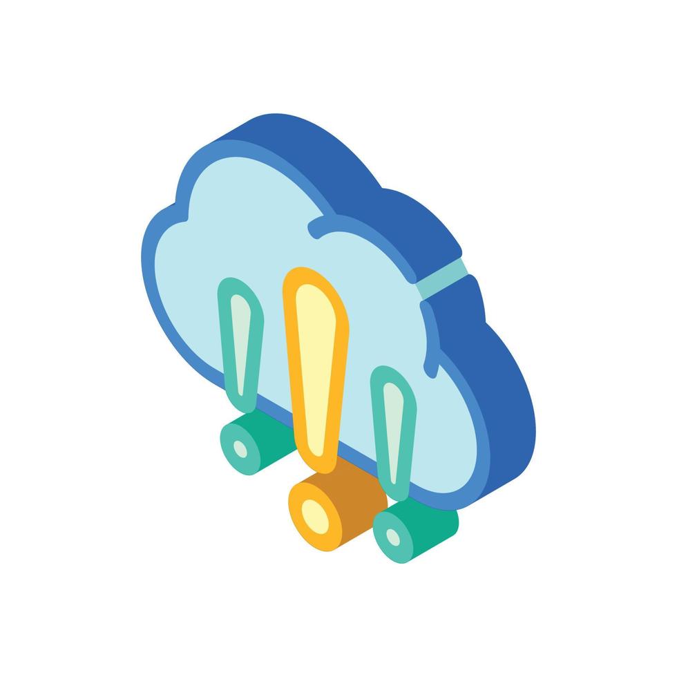 nube signos de exclamación icono isométrico ilustración vectorial vector