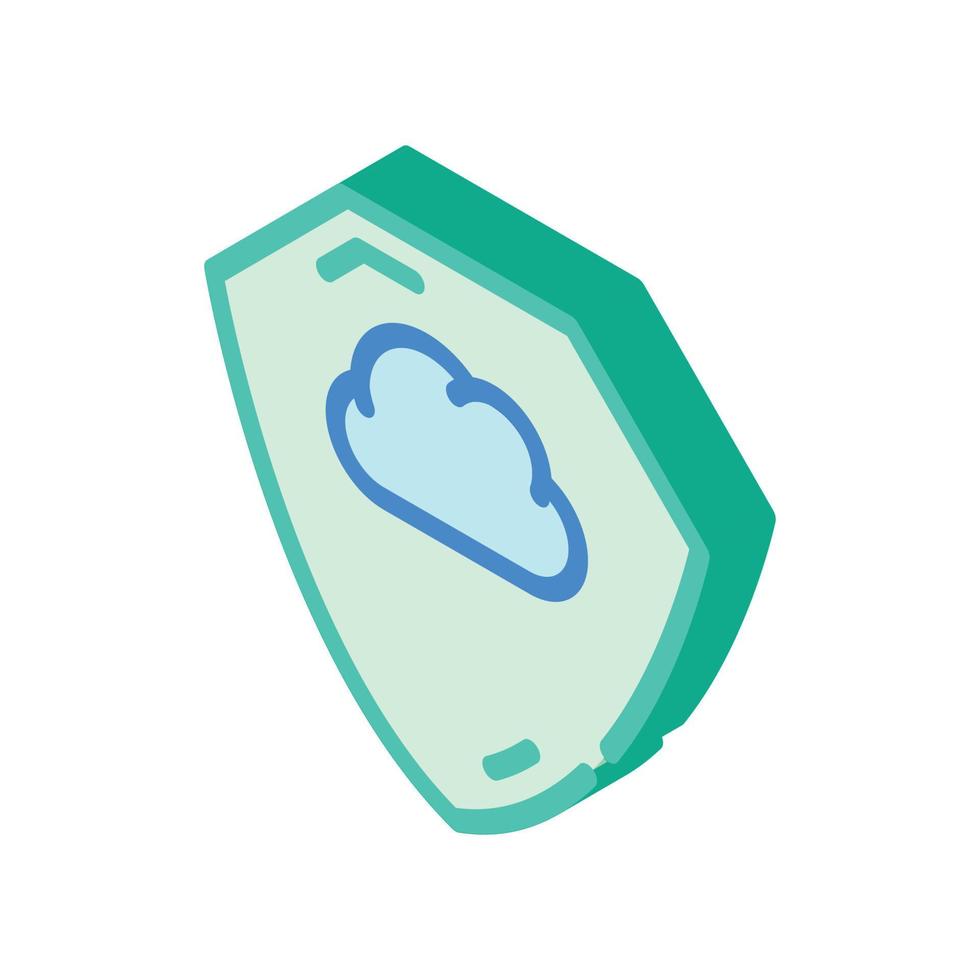 cloud storage protection shield isometric icon vector illustration
