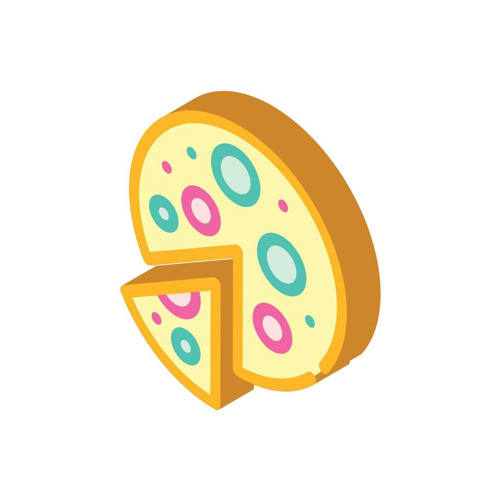 vegan pizza isometric icon vector symbol illustration