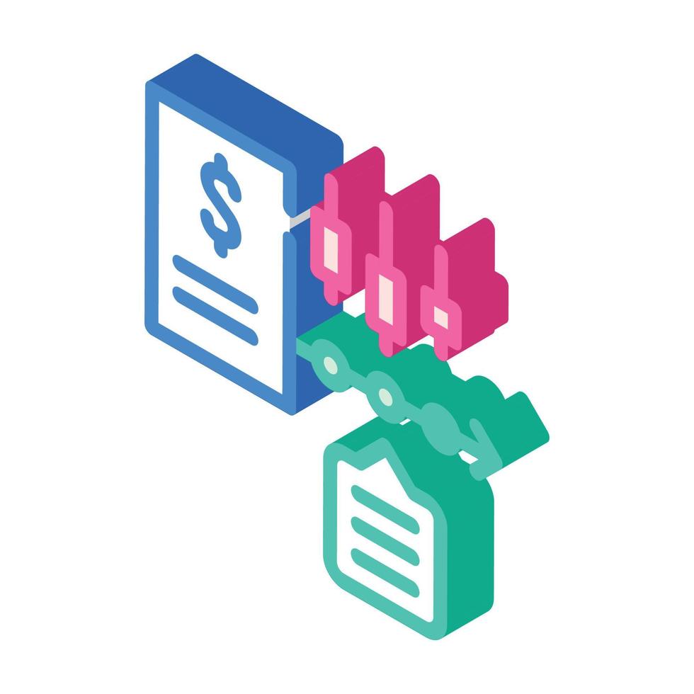 financial time series data analysis isometric icon vector illustration