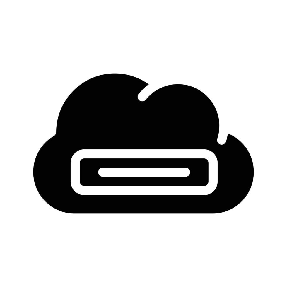 memoria nube almacenamiento glifo icono vector ilustración