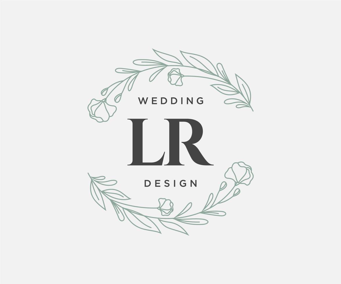LR Initials letter Wedding monogram logos collection, hand drawn modern minimalistic and floral templates for Invitation cards, Save the Date, elegant identity for restaurant, boutique, cafe in vector